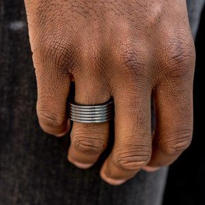 NWT A Mans Man gunmetal grey ribbed stretch ring